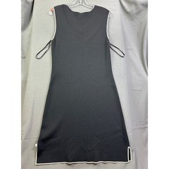 Vertigo Paris Women Black Knit Sleeveless V-Neck Sheath Dress SZ L Contrast Trim