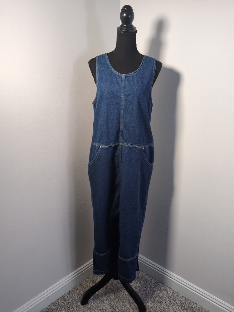 VTG Basic Edition Denim Sleeveless Maxi Dress, Women&rsquo;s S, Pockets Dark Wash