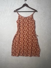 Amaranto Orange Floral Strappy Summer Dress UK 14 Tie Waist Holiday