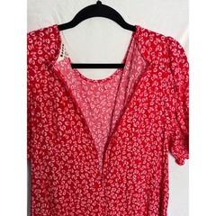 Boden Red White Floral Patterned Midi Corinne Dress Size US 20-22L UK 22L EUC