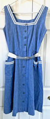 Classic VTG 50S STRAWSTACK Blue Cotton SHIRTWAIST DRESS