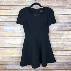 Six Crisp Days Dress Womens S Black Crepe Fit and Flare Short Sleeve Solid