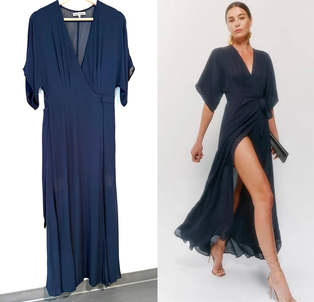 Reformation Winslow Wrap Dress – Navy