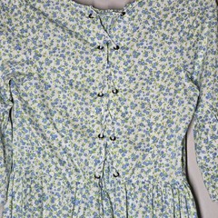 Cottagecore Floral Maxi Dress Prairie Boho Lace Up Corset Bell Sleeve Size 6