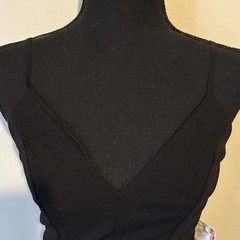 Emerald Sundae Bodycon Dress Black Solid Ruched V-Neck Spaghetti Strap S