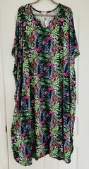 1X/2X/3X New Black Green Blue Red Print Kaftan Knit Beach Cover Dress Nightgown
