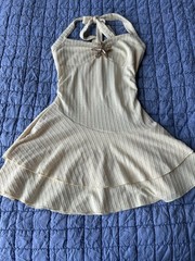 SHEIN Yellow Halter Tie Neck Fit & Flare Knit Stretch Mini Dress Women XS