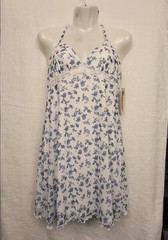 No Boundaries L 12-14 and XL 16-18 White with Blue Flowers Dress Summer Casual