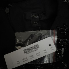 New J. Crew Embellished Beaded Long Sleeve Shift Dress Black Women&rsquo;s Size 16
