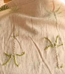 HavenBleu Womens Sundress with Palm Trees on Light Tan, Hand Beaded, Size M