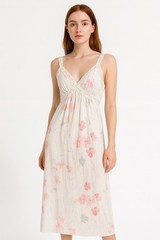 Vintage Miss Elaine Pet Floral Lace Trim Slip Dress 70s 80s Satin Nylon Gown