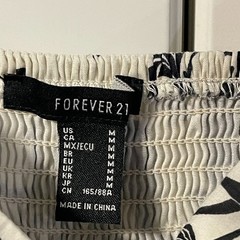 Forever 21 Floral Mini Dress Black White Tie Front Smocked Back Medium