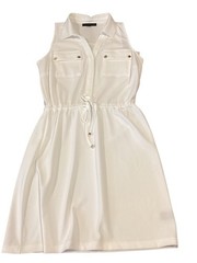 Boston Proper Beyond Travel White Sleeveless Shirt Dress sz M