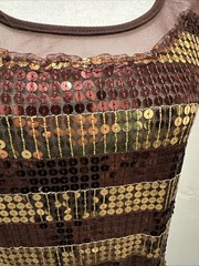 Y2K UltraPink Women’s Sz M Mini Tank Dress Gold Brown Sequin Party Cocktail Club