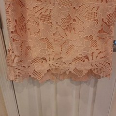 LELA ROSE~LEAF GUIPURE LACE RUFFLE SKIRT DRESS~MIDI~BLUSH~SZ 12~EUC