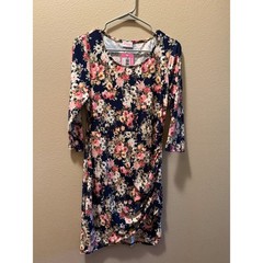 Pulse Boutique Caught Up In A Romance Floral Dress Navy Pink Large NWT