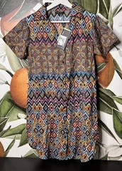 Alberto Makali Small Dress Womens Printed Lightweight Viscose Short Sleeve NWT