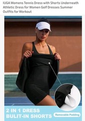 NWOT Iuga Atheletic Blk Sleeveless Tennis Golf Summer Dress Large