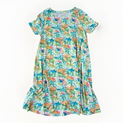 Appleseed’s Floral Colorful T-Shirt Dress Size S Lightweight Pockets Island