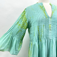 Soft Surroundings Marbella Dress Medium Blue Green Tie Dye Cotton Boho Dress
