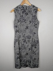 Talbots Dress Womens 4 Gray Wool Blend Sleeveless Floral Sheath Career Work