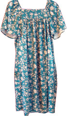 Womens Lounge Muumuu Dress Size Large Green White Floral With Side Pocket