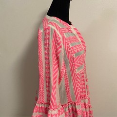Devotion Dress Women&rsquo;s Size Small White Pink Ella Mini Dress Tiered Embroidered