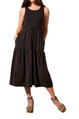 TRIBAL Maxi Tank Dress W/Tassels Sky BLACK SIZE S