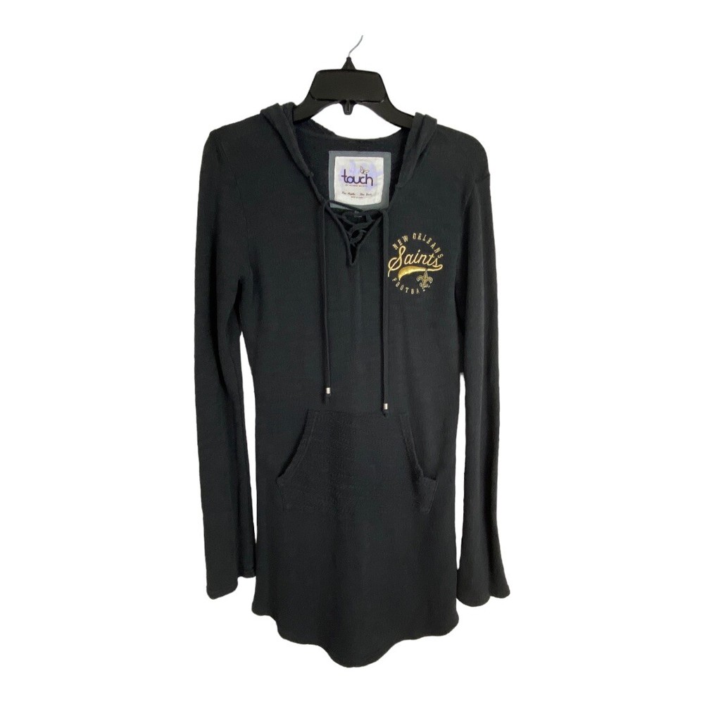 Touch Womens Dress Adult Size Small S Gray Gold NOLA Saints Football Long Sleeve