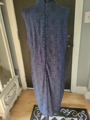 Covington womens A-line long dress size XL in blue floral lace mock neck zip