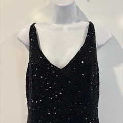 Scala Womens Hand Beaded Sequin Silk Evening Gown Dress Size 8/10 (K)