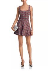 AQUA Sequin Tweed Mini Dress in Multi Burgundy Size XS NWT