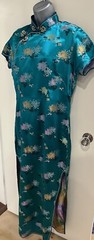 Cathaya Silk Green Japanese Kimono Cheongsam Long Dress Size Small