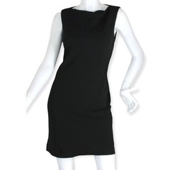 {RENA ROWAN} Black Dress Sz. 6 LBD/Sheath High Neck A-Line Lined Summer