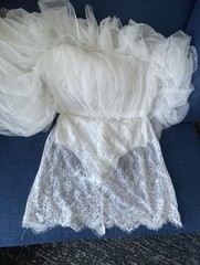 Bustier White Gown Tulle Tiered Strapless Dress Sz S – New With Tags!