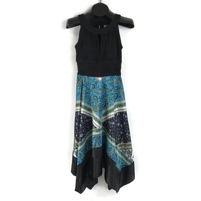 Sangria Handkerchief Hem Dress Missy Size 8 Sleeveless Satin Keyhole Boho NWT
