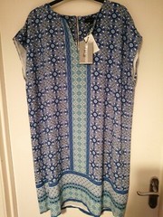 Cortefiel Blue Pattern Tunic Dress Size 14