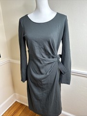 Giorgio Armani COLLEZIONI Bodycon Green Gray Side Bow Wrap Tie Dress Y2K Italy 8