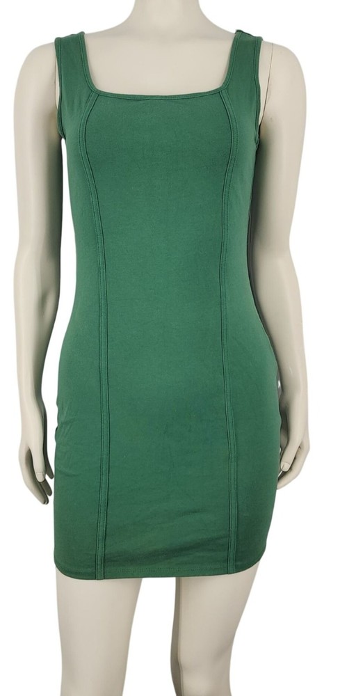 Women&rsquo;s Wild Fable Dress Mini Sleeveless Tank Bodycon Fitted Cotton Spandex Gree