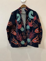 Handmade Velvet Jacket Robe, Reversible Cotton Boho Jacket, Indian Block Print