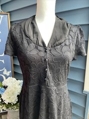 Miusol Women’s Black Floral Lace Midi Dress Sz XL Gothic Cocktail Evening