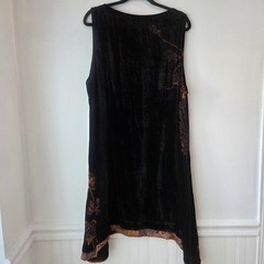Citron Santa Monica Silk Blend Black Velvet Dress Floral Print Women&rsquo;s XL