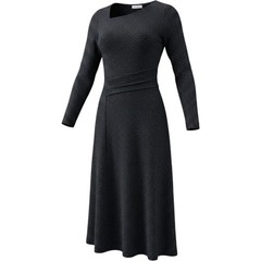 Akemi + Kin Black Metallic Ribbed Asymmetrical Midi Dress Womens XS Ruched Waist