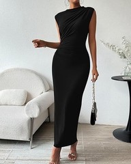 Women Ruched Bodycon Maxi Dresses Summer Casual Sleeveless Lightweight Slit E…