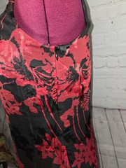 NORM THOMPSON silk DRESS Sz 10p Red Black Floral burnout Lined Whimsygoth fairy