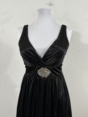 Ruby Rox Dress Womens Medium Black Beaded Empire Waist Rockabilly Party Made USA