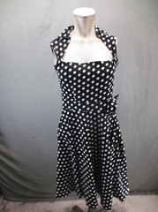 Artistic Taste Size M Womens Polka Dot Sleeveless Midi Retro Swing Dress 903