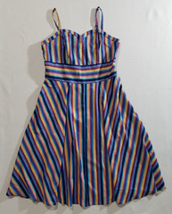 Voodoo Vixen Vintage Inspired Multicolor Striped Sleeveless Flare Dress XL *
