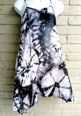Wonder Nation Dress Women XL- 14-16 Tie Dye Mini Sleeveless Black & Gray Strappy