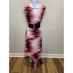 Moda Mix Brandon Thomas Size 20W Multi‑Color Chiffon Maxi Dress NWT High‑Low Hem